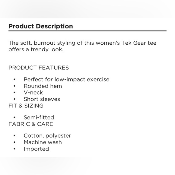 Tek Gear burn out Yoga tee-shirt white short sleeves NWT size Large - Picture 7 of 9